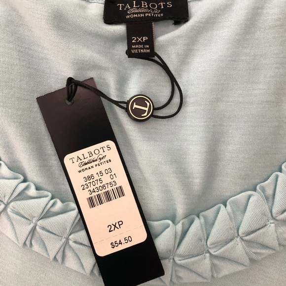 Talbots Top Rayon Blue Scoop neck 2X Petite 3/4 sleeves - Picture 6 of 10